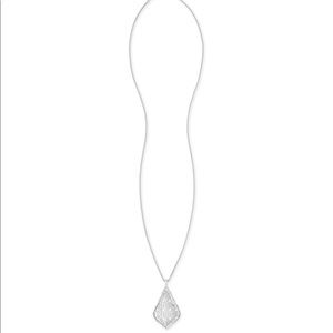 Aiden Long Pendant Necklace in Rhodium/Silver
